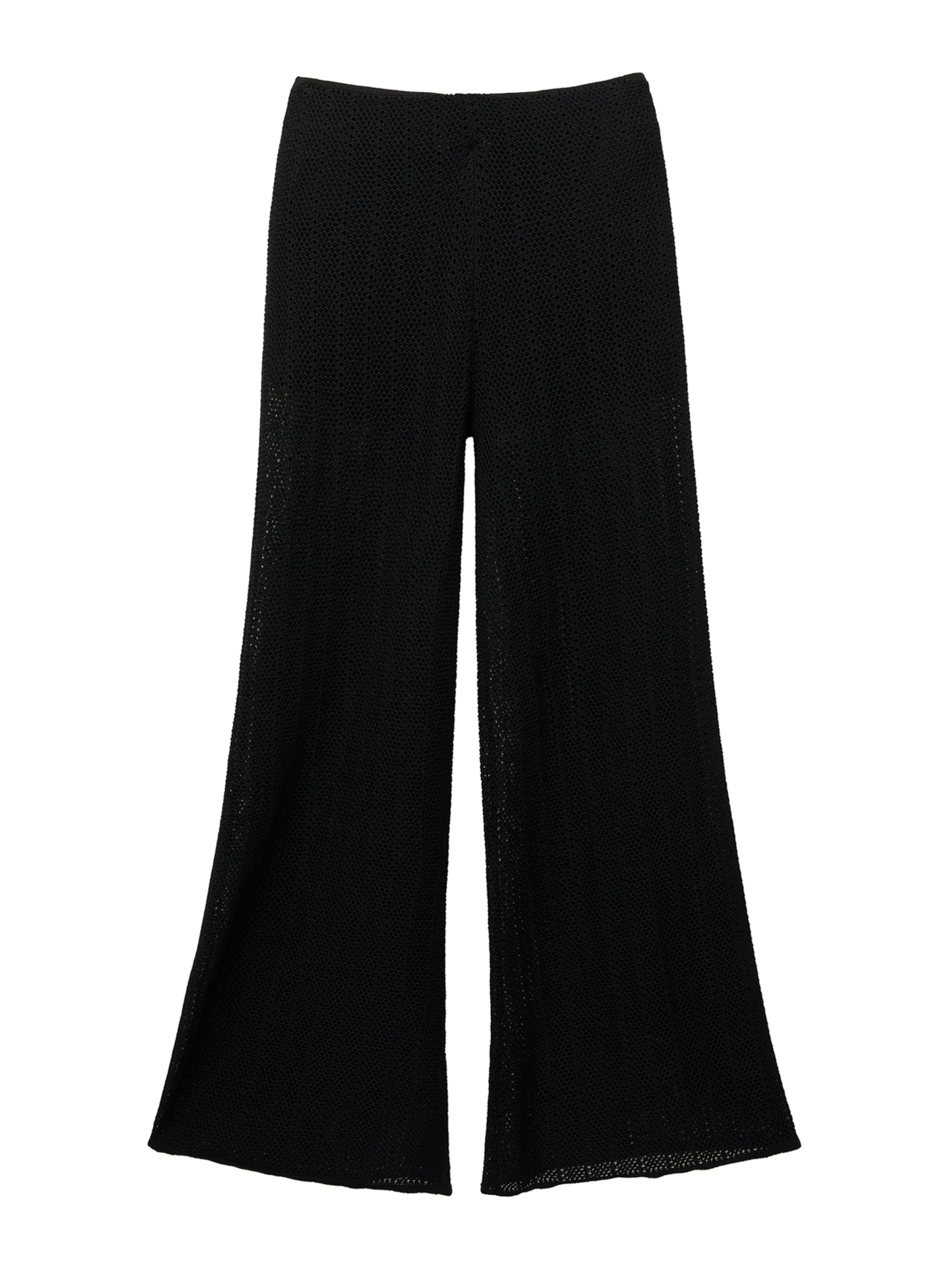 Pull&Bear Wide leg Trousers in Black: front