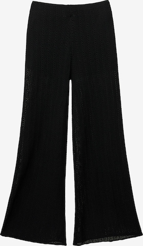 Pull&BearWide Leg/ Široke nogavice Hlače - crna boja: prednji dio