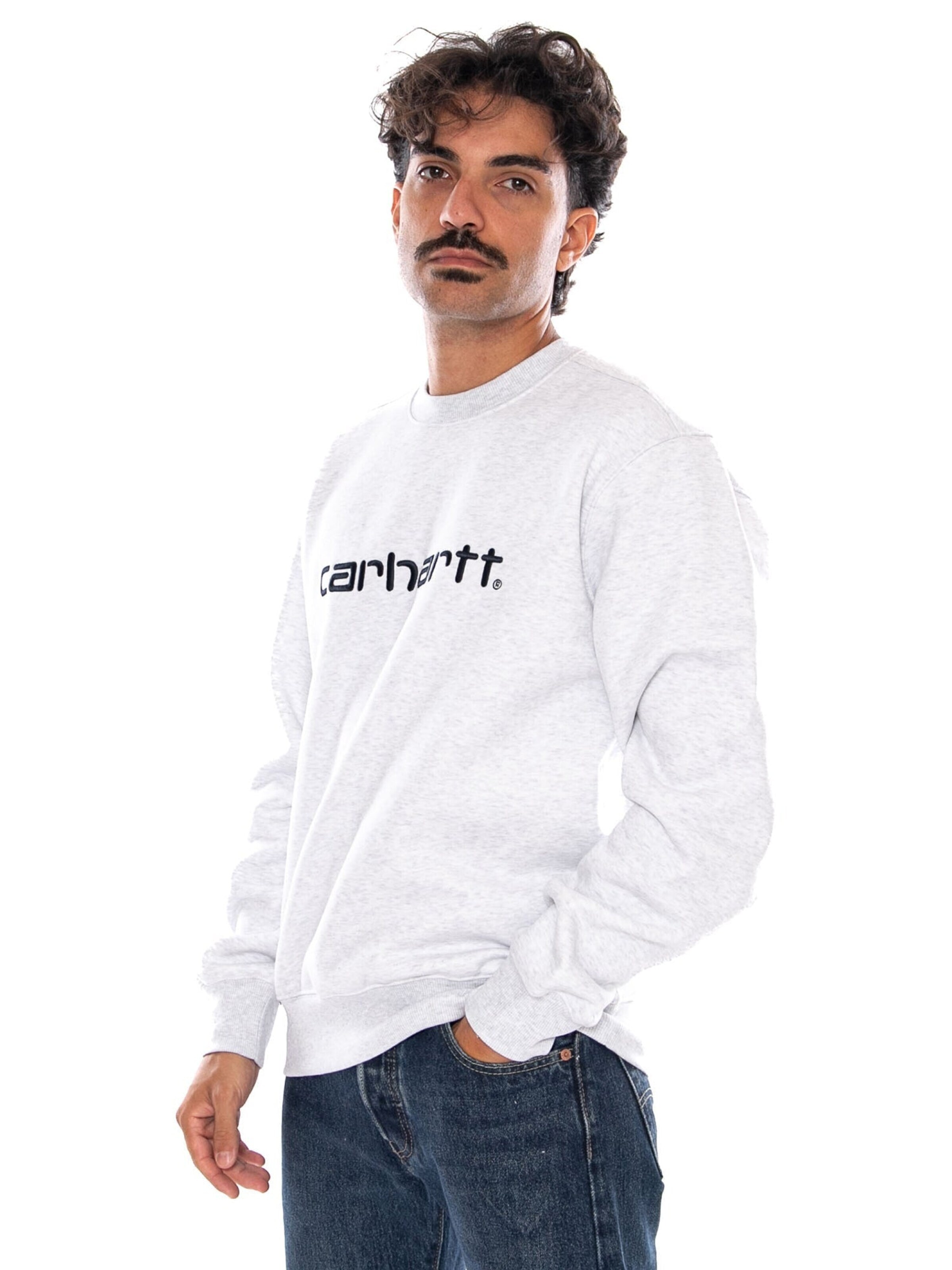 Carhartt WIP Sweatshirt 'CARHARTT SWEAT ASH HEATHER / GRAPHITE' in Grijs