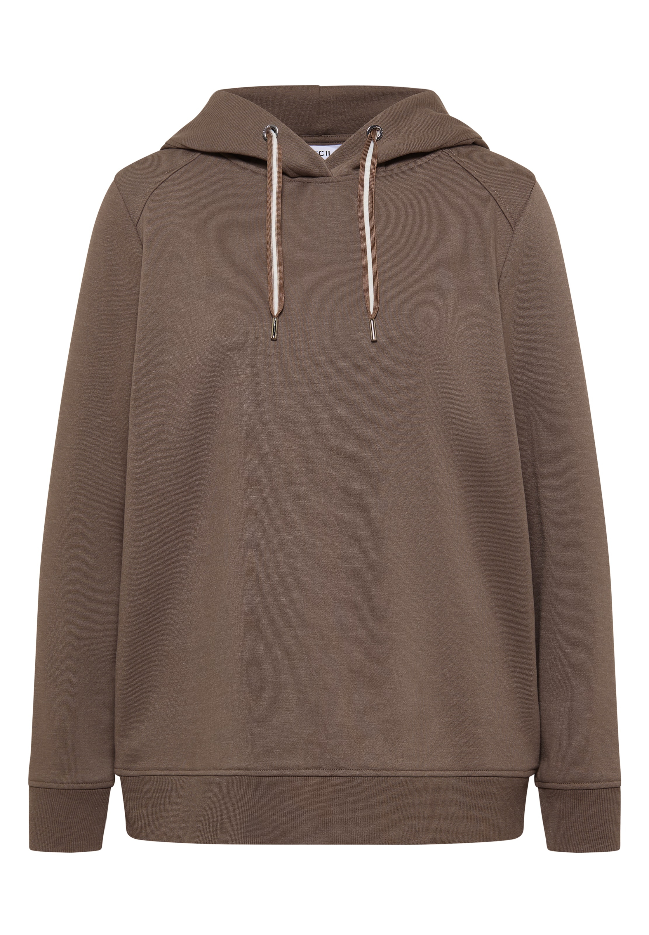 CECIL Sweatshirt mit Kapuze in Unifarbe in Braun: Vorderseite
