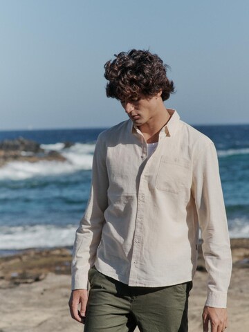 BLEND Regular Fit Leinenhemd ' BHBAY LINEN ' in Beige