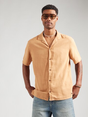 QUIKSILVER Comfort fit Athletic button up shirt 'SUNRISE' in Brown: front