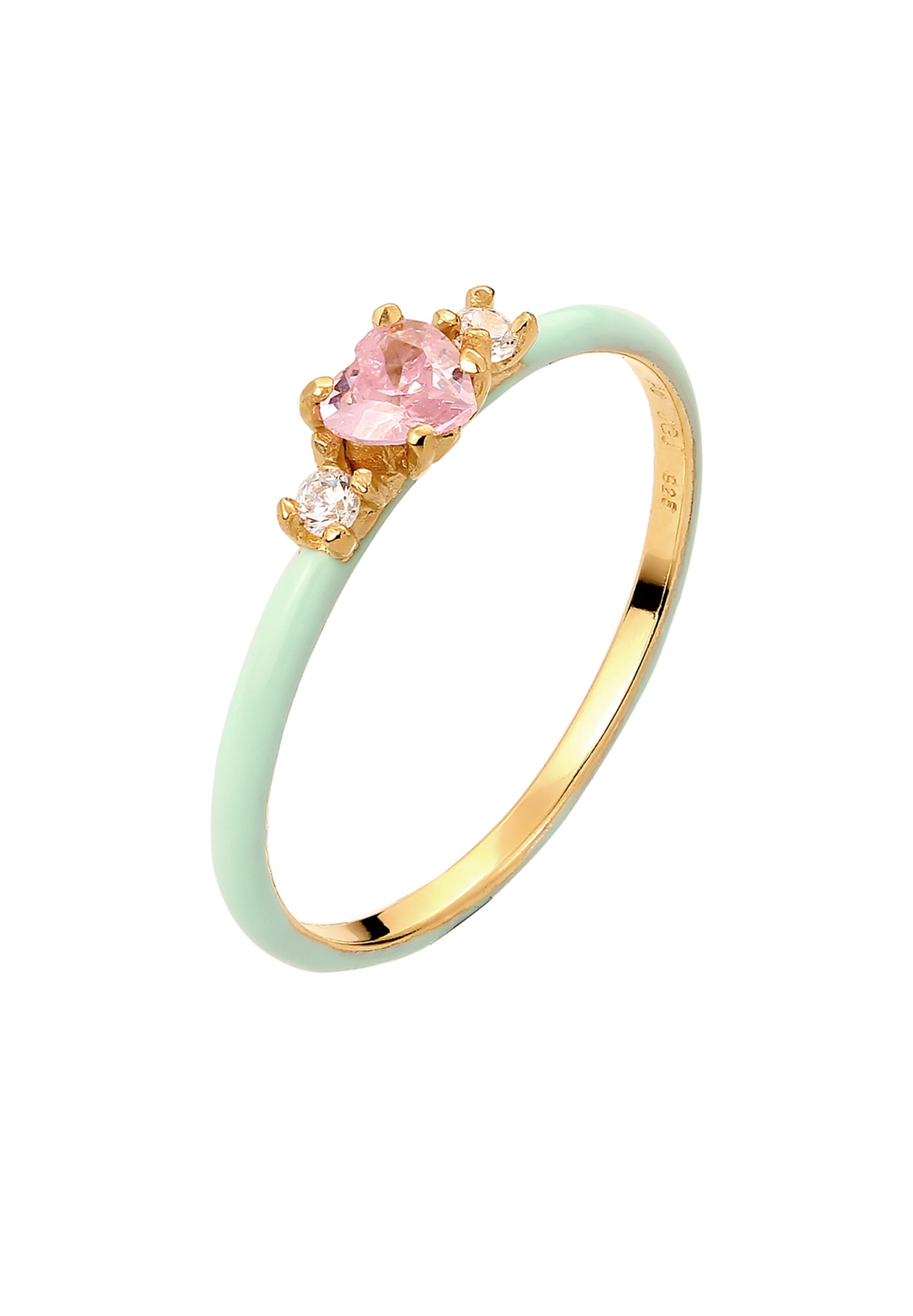 ELLI Bague en or / menthe / rose ancienne, Vue avec produit