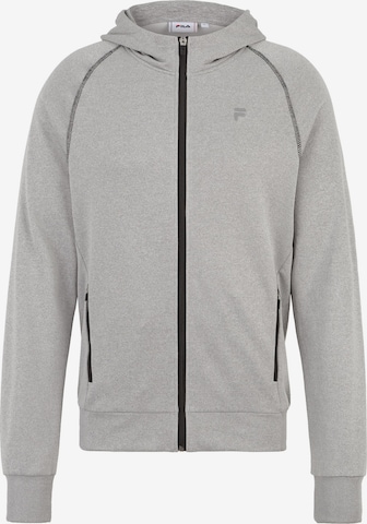 FILA Athletic Zip-Up Hoodie 'LAGE' in Grey: front