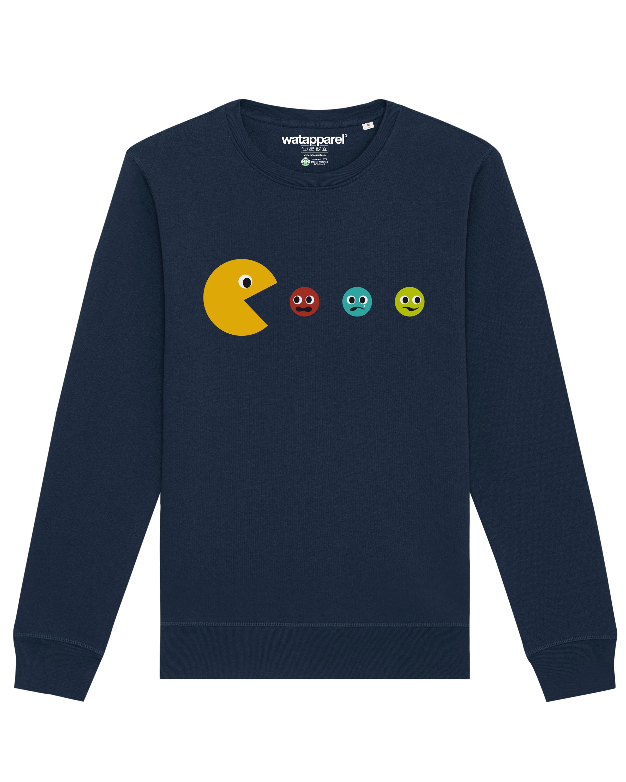 Sweat-shirt ' Pacmännchen ' Watapparel en bleu : devant