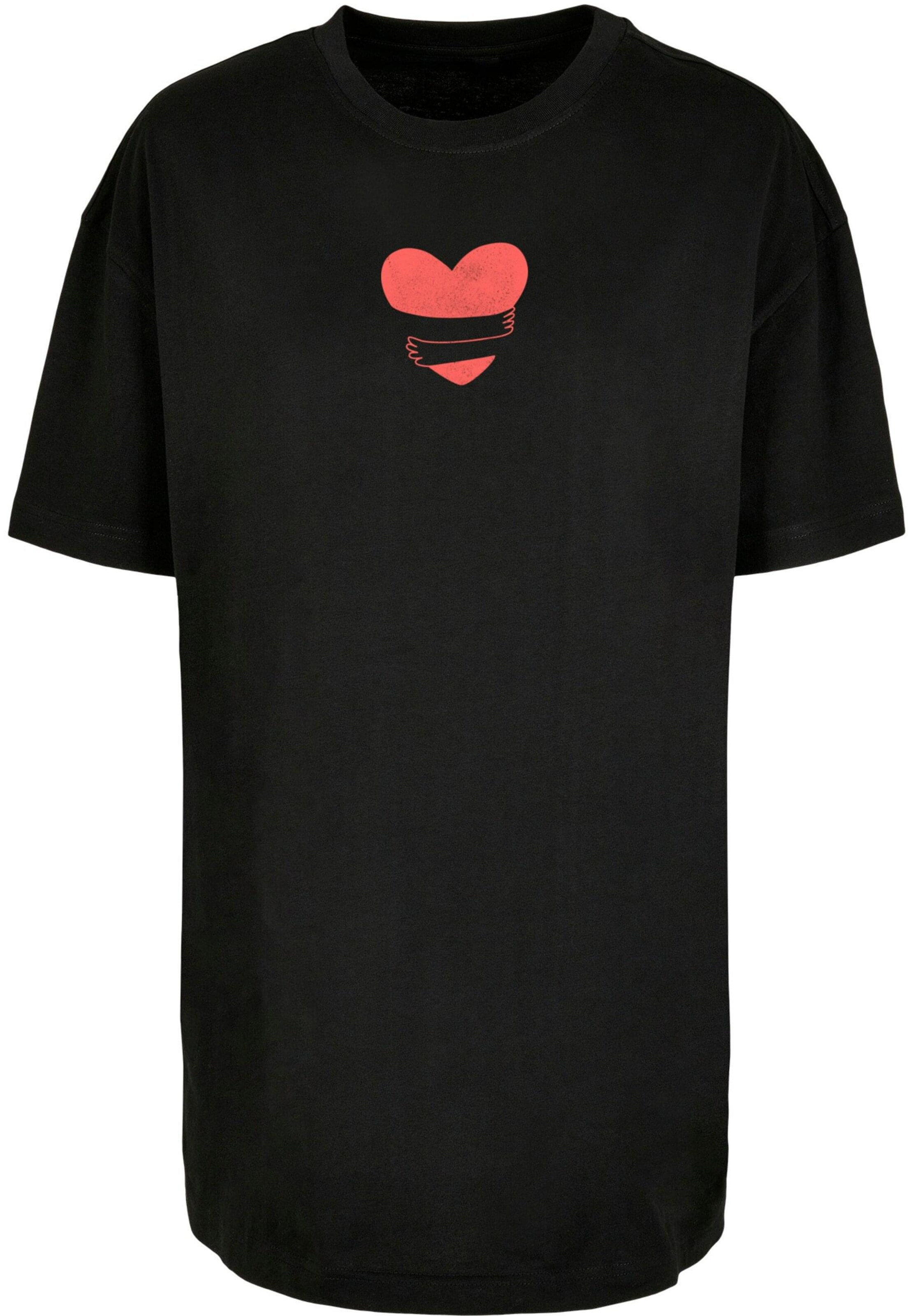 Merchcode Oversized shirt 'Hugs & Love - Heart' in Black: front