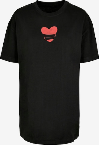Maglia extra large 'Hugs & Love - Heart' di Merchcode in nero: frontale