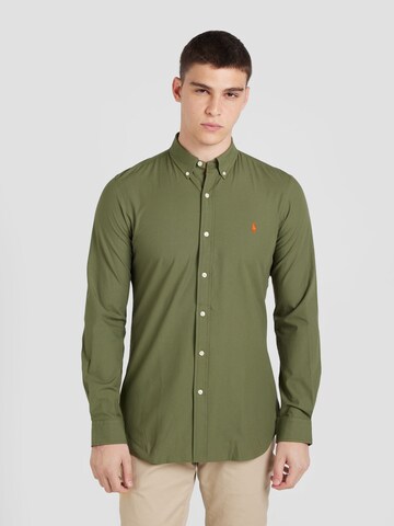 Coupe slim Chemise Polo Ralph Lauren en vert : devant