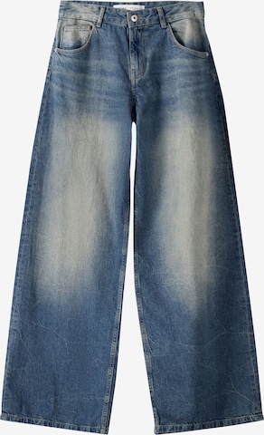 Wide leg Jeans de la Bershka pe albastru: față