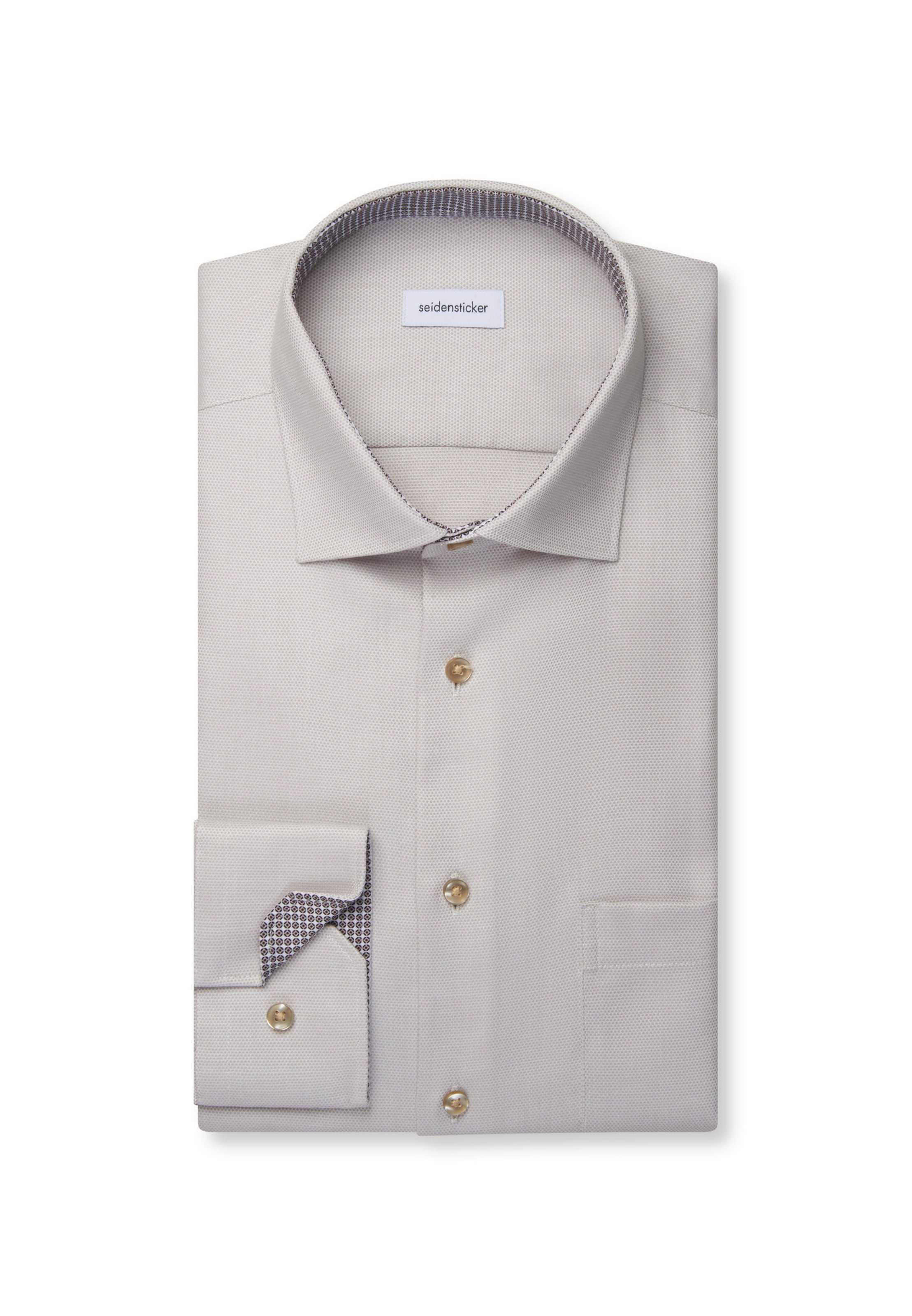Coupe regular Chemise business 'Schwarze Rose' SEIDENSTICKER en beige