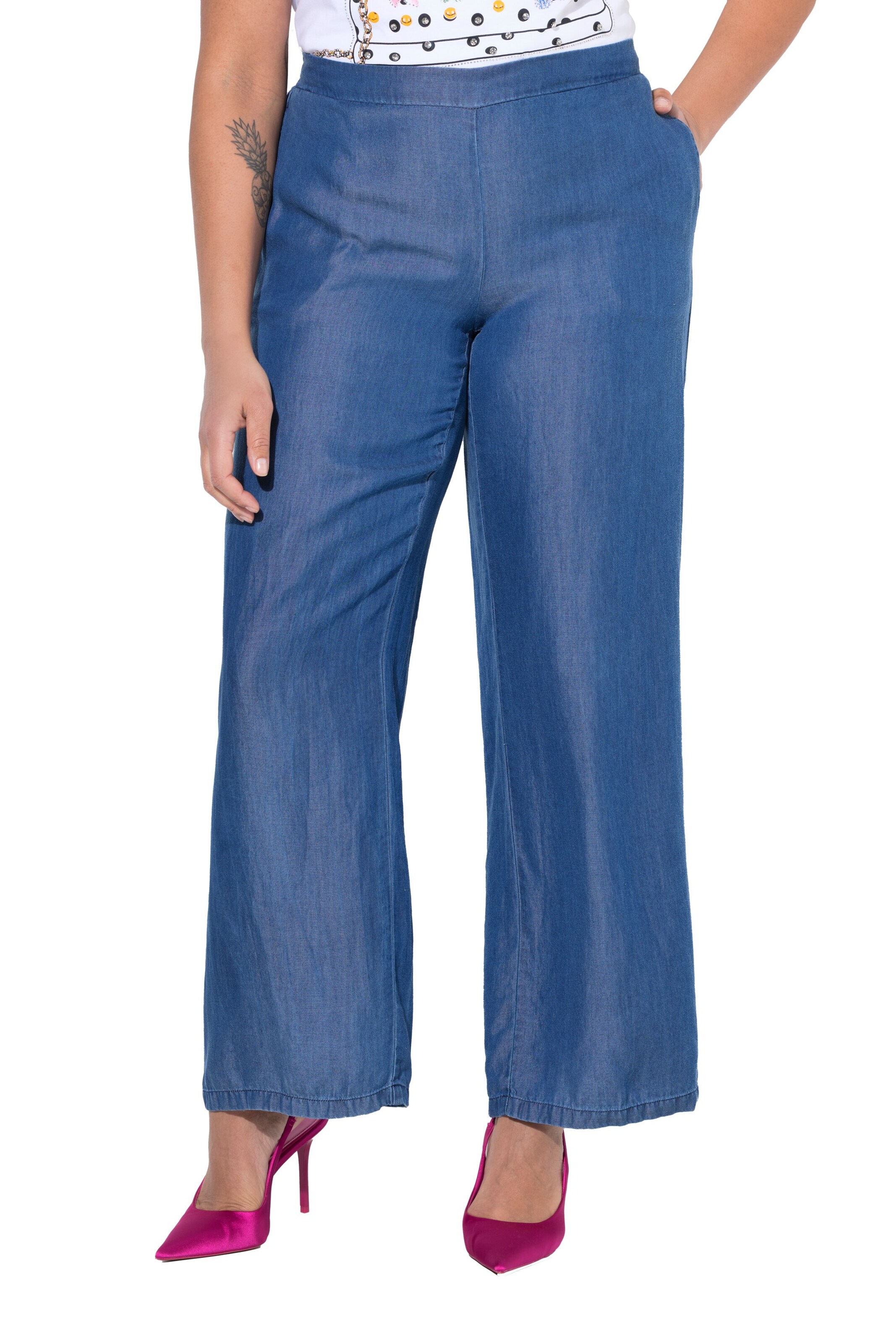 MIAMODA Wide leg Broek in Blauw: voorkant