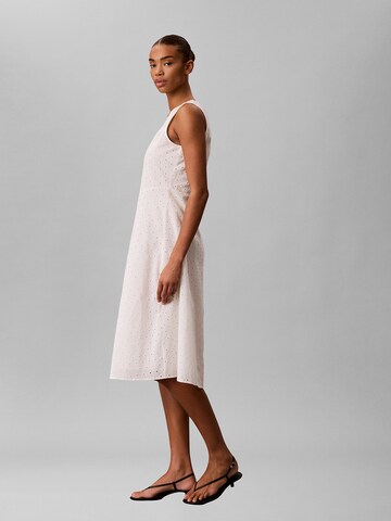 Calvin Klein Kleid 'Broderie Anglaise' in Weiß