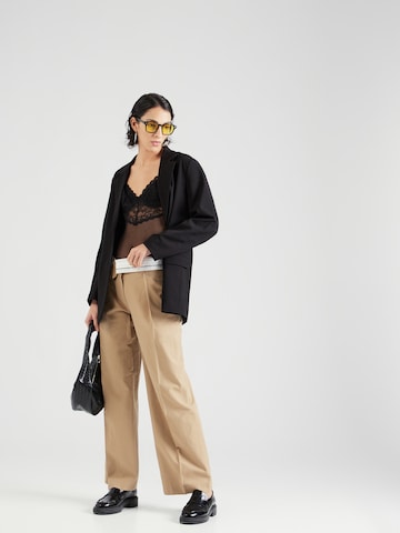 Wide Leg Pantalon à plis TOPSHOP en beige