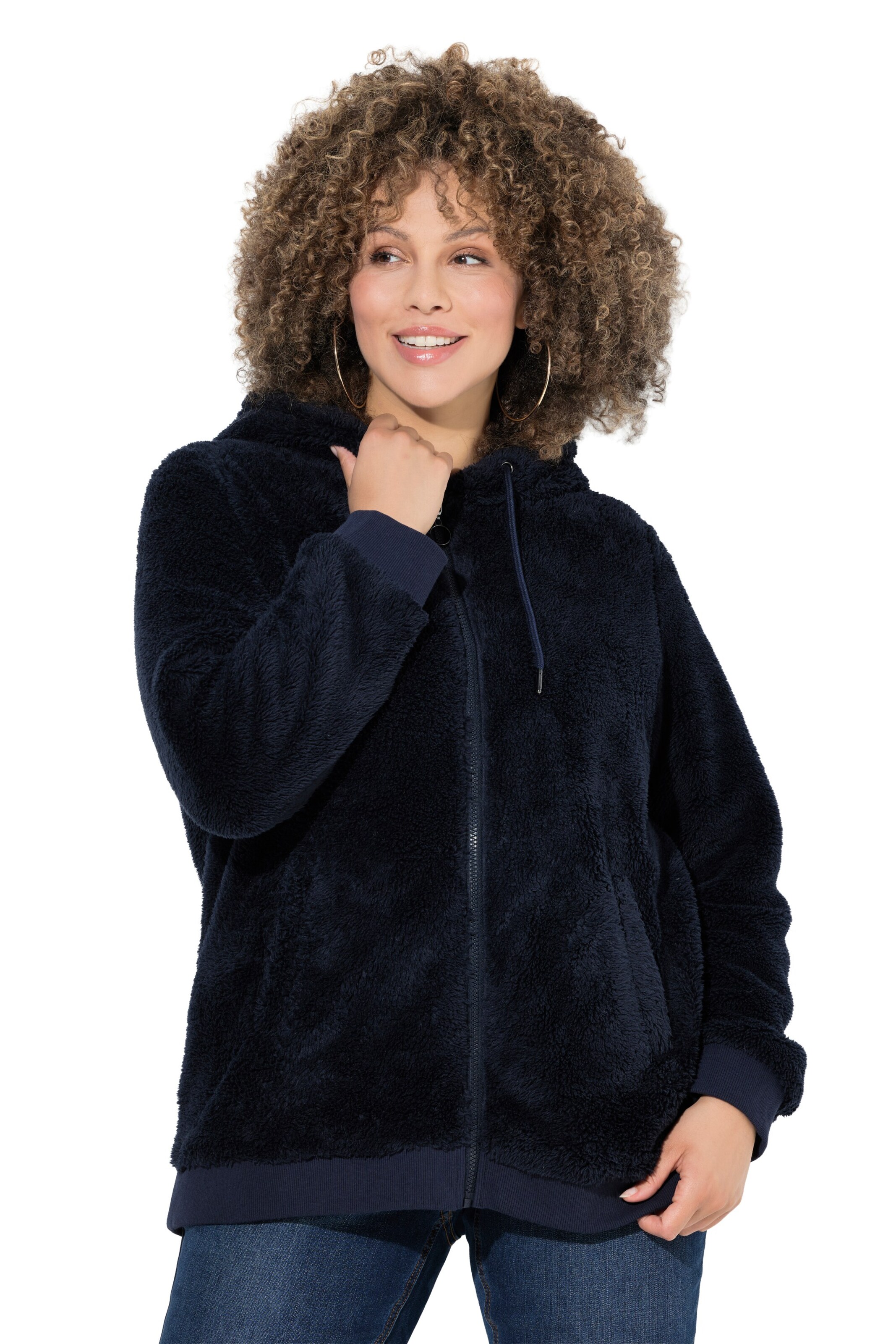 Ulla Popken Sweat jacket in Blue: front