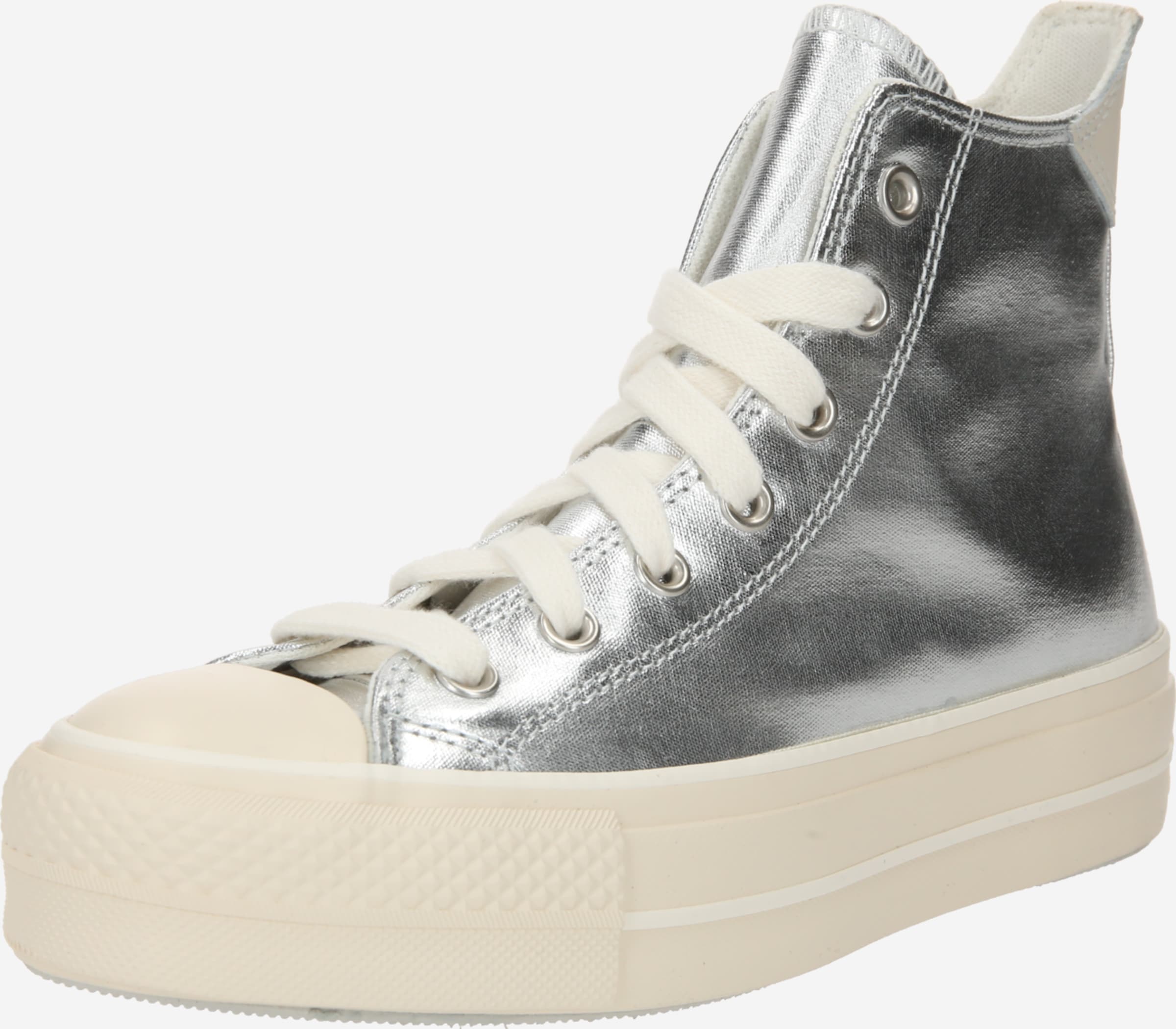 Converse blanche hotsell bout argent