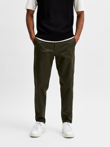 Regular Pantalon chino 'Repton' SELECTED HOMME en vert : devant