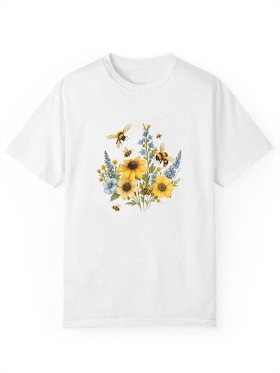 GORHEY Oversized shirt 'Women Short Sleeve T-Shirt with Flowers Print Tees' in S/Regular in White, Item view