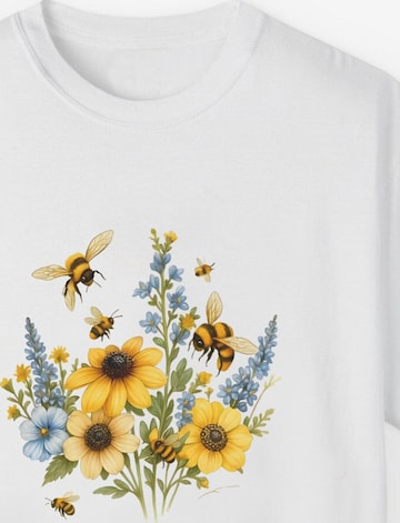 GORHEY Oversized shirt 'Women Short Sleeve T-Shirt with Flowers Print Tees' in White: front