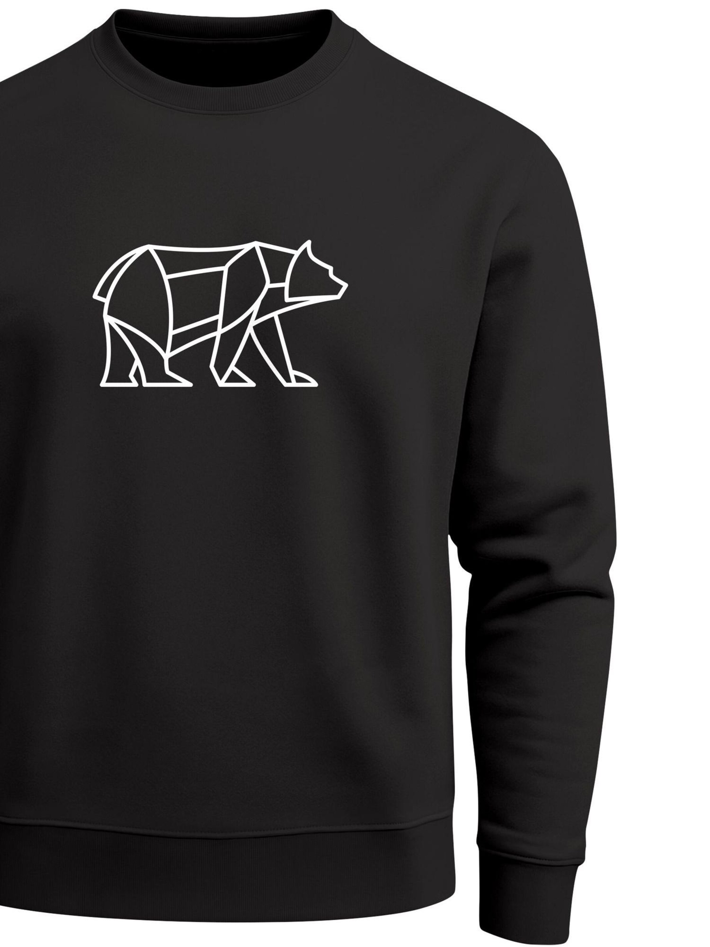 Neverless Sweatshirt 'Bär Lineart Polygon' in Black