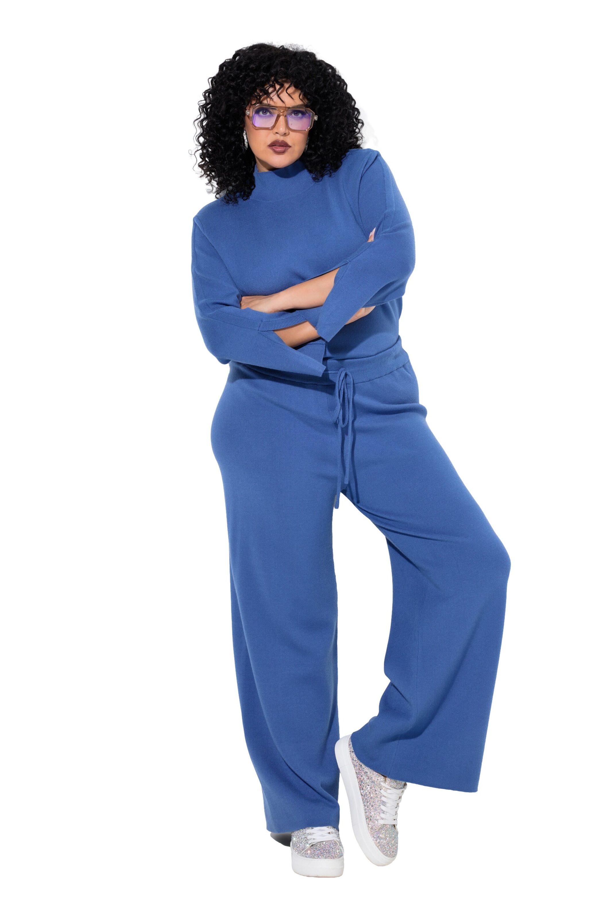 Ulla Popken Regular Trousers in Blue: front