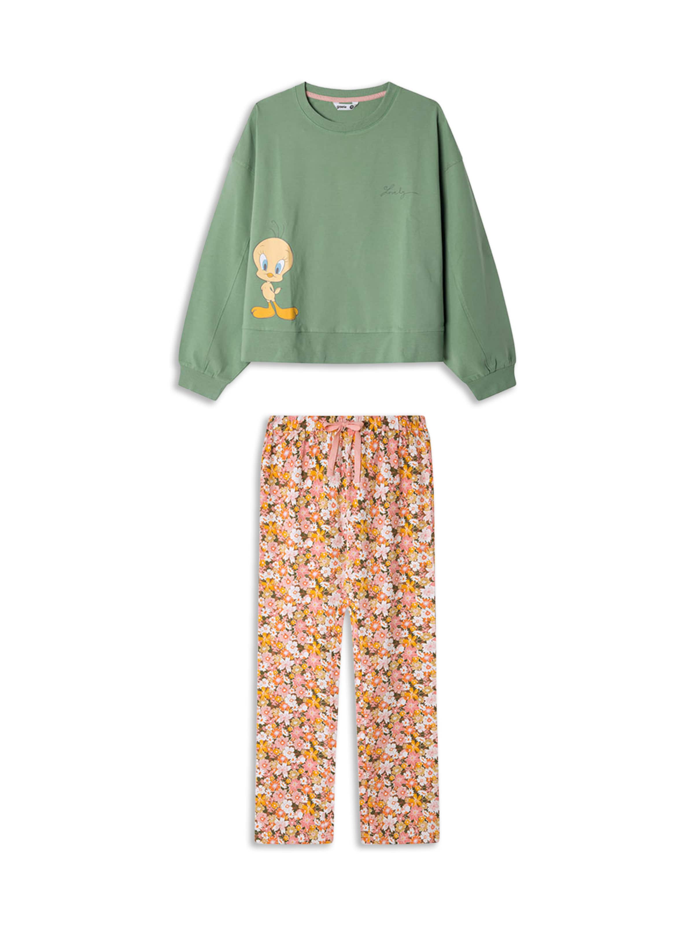 Gisela Pyjama 'Set' in Grün: Vorderseite