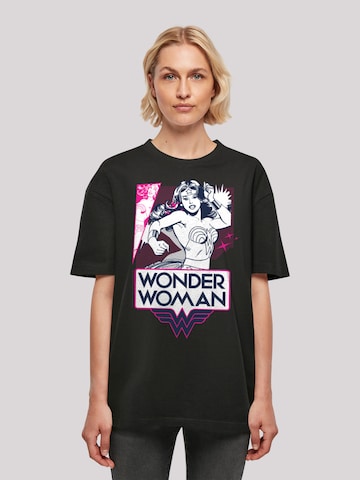 F4NT4STIC Oversized shirt 'DC Comics Superhelden Wonder Woman Pink Action' in Zwart: voorkant