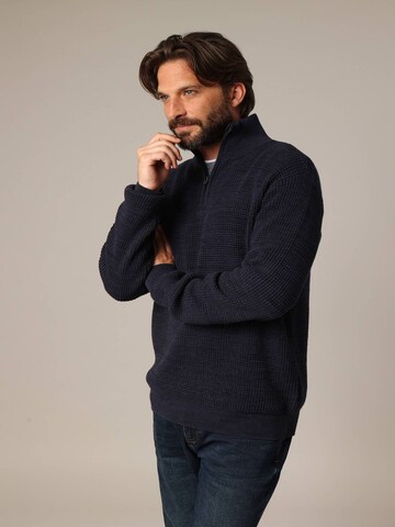 Pull-over 'Henley' Deeluxe en bleu : devant