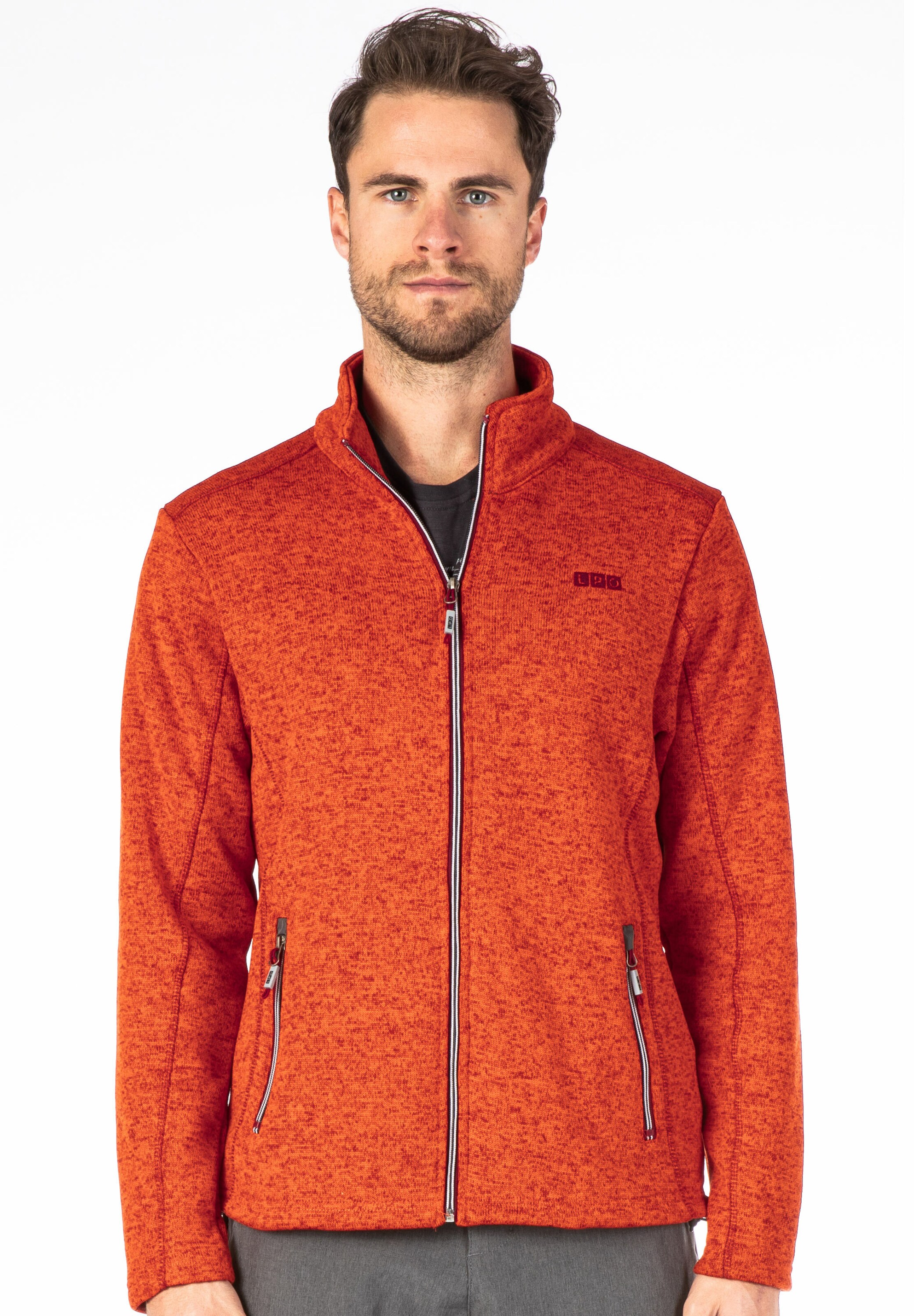Männer Große Größen LPO Strickjacke 'OWEN' in Orangemeliert - UQ50501 Männer Große Größen LPO Strickjacke 'OWEN' in Orangemeliert - UQ50501