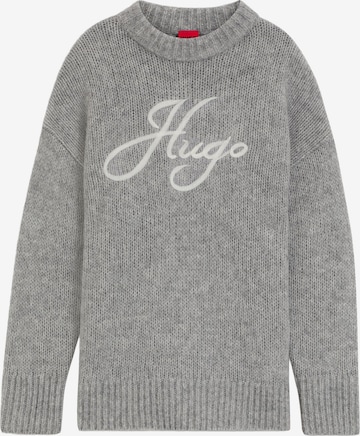 HUGO Pulóver 'Sloguinny' - szürke: elől