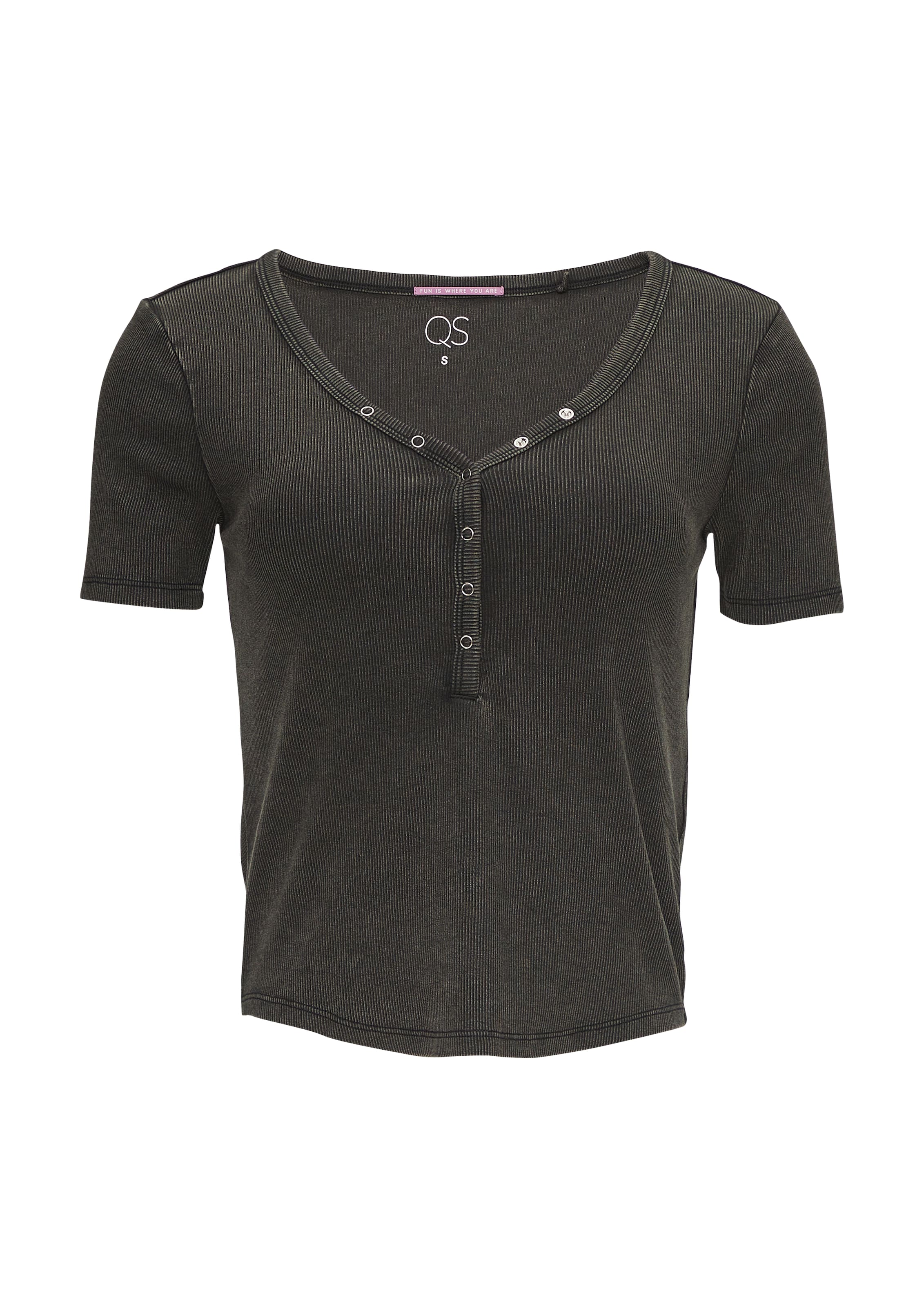 T-shirt QS en noir : devant