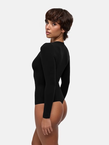 cfab - Body moldeador 'Clean Longsleeve Crewneck Sculpting Bodysuit with String' en negro