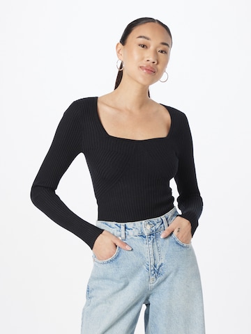 Abercrombie & Fitch Shirt Bodysuit in Black: front