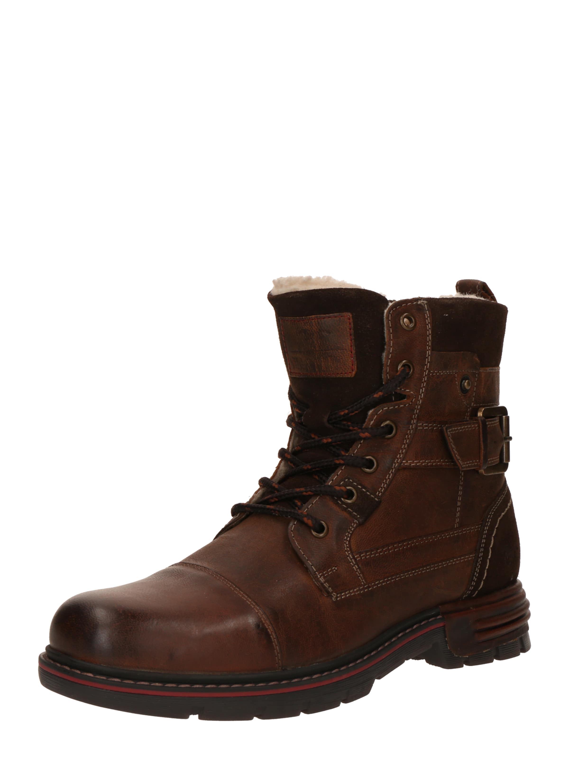 MUSTANG Fűzős csizma - barna: elől