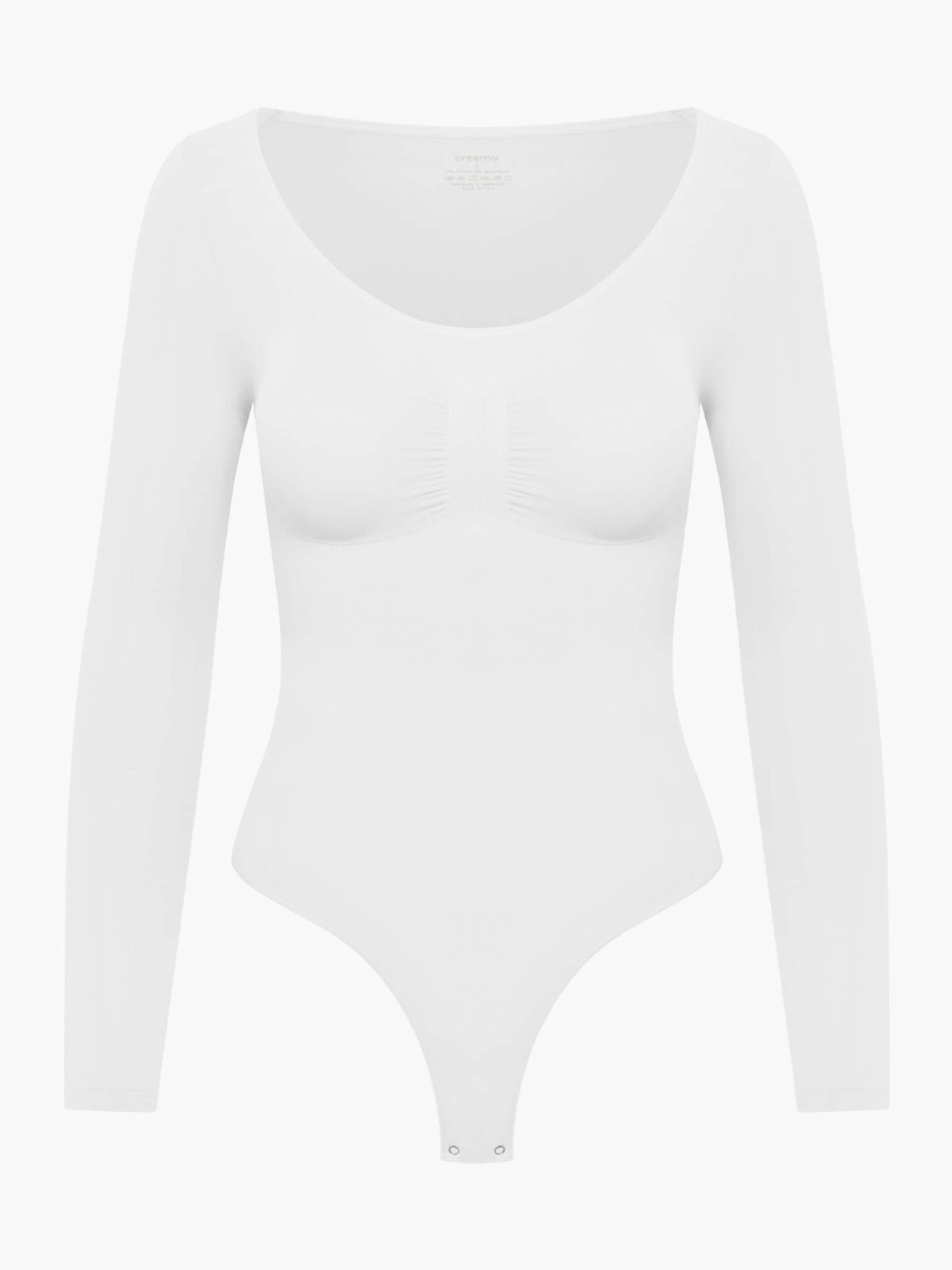 cfab (formerly creamy fabrics) Shapingbody 'Bodysuit Sculpting Shapewear Longsleeve mit String' in Wit: voorkant