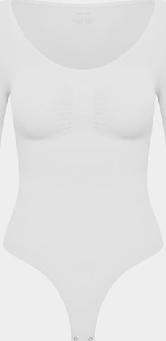 cfab (formerly creamy fabrics) Shapingbody 'Bodysuit Sculpting Shapewear Longsleeve mit String' in Wit: voorkant