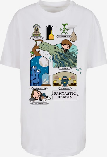 F4NT4STIC T-shirt oversize 'Fantastic Beasts 2 Chibi Newt' en bleu foncé / marron / olive / blanc, Vue avec produit