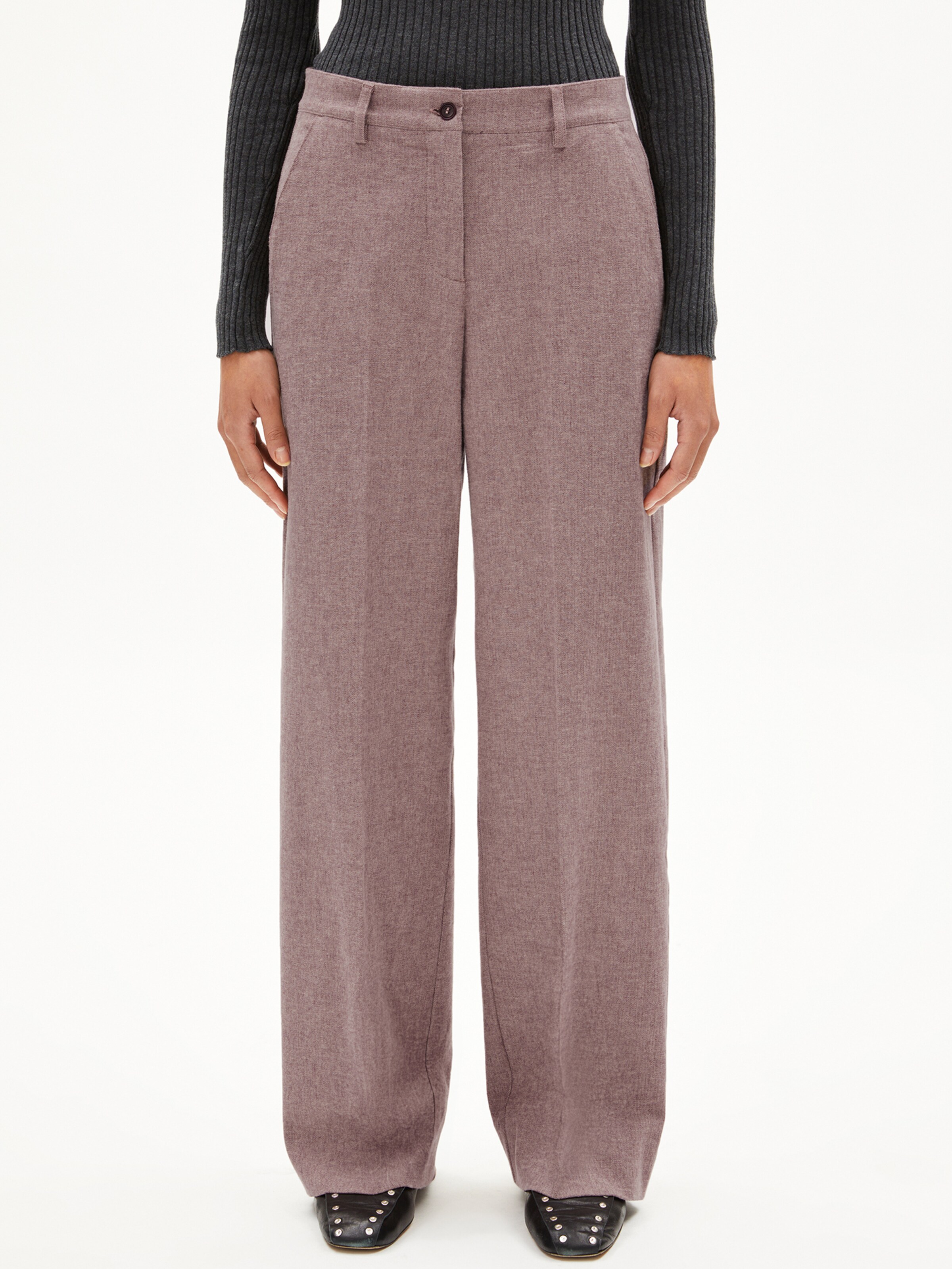 ARMEDANGELS Wide Leg Hose LEANDRAA HANDAAS in Rot: Vorderseite