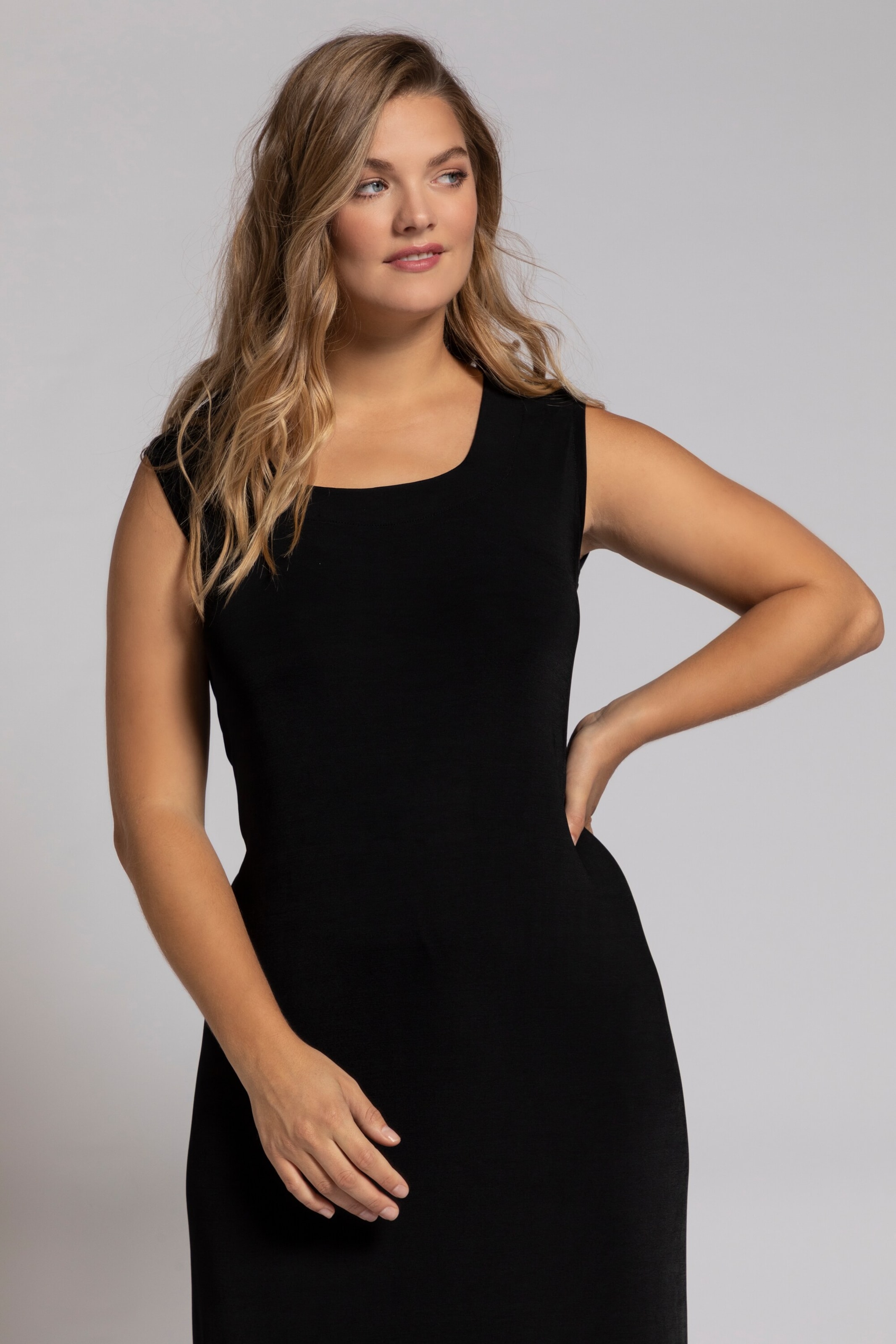 Style Féminin Qualité Marque Ulla Popken Punto-Kleid Punkte A-Linie Langarm Robe Femme Grande Taille