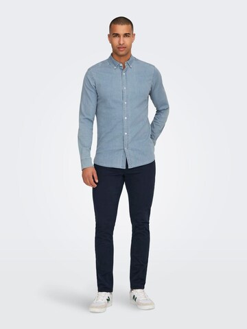 Only & Sons Slimfit Hlače 'ONSLOOM' | modra barva