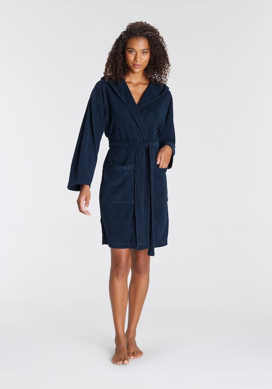 VIVANCE Short Bathrobe 'Dreams' in Navy