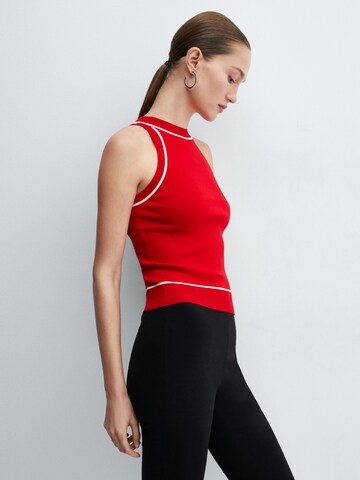 MANGO Knitted Top 'PIPING' in Red