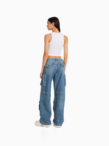 Wide Leg Jeans cargo Bershka en bleu