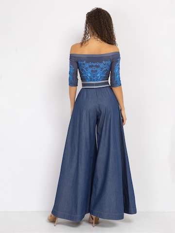 JIORO Wide leg Pants 'ESSENTIALS' in Blue