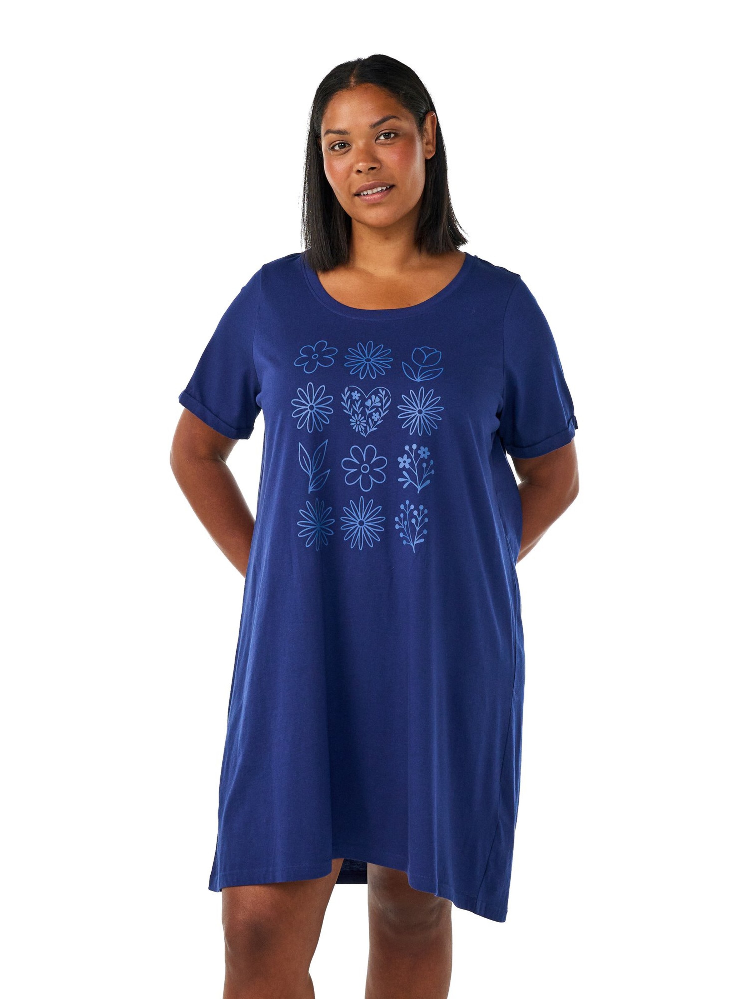 Chemise de nuit 'Mally' Zizzi en bleu : devant