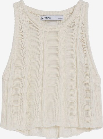 Tops en tricot Bershka en beige : devant