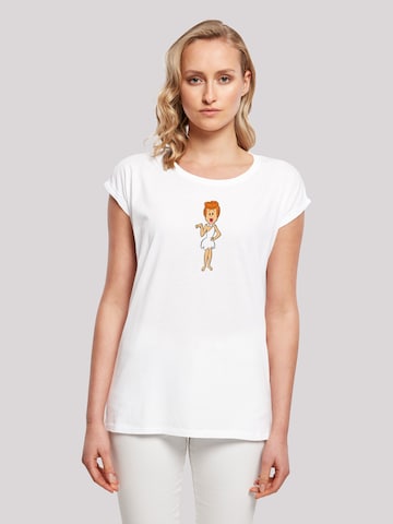 F4NT4STIC Shirt 'Die Familie Feuerstein Wilma Flintstone Classic Pose' in Wit: voorkant