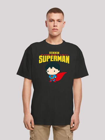 F4NT4STIC Shirt 'Superman My Dad Is My Hero' in Black: front