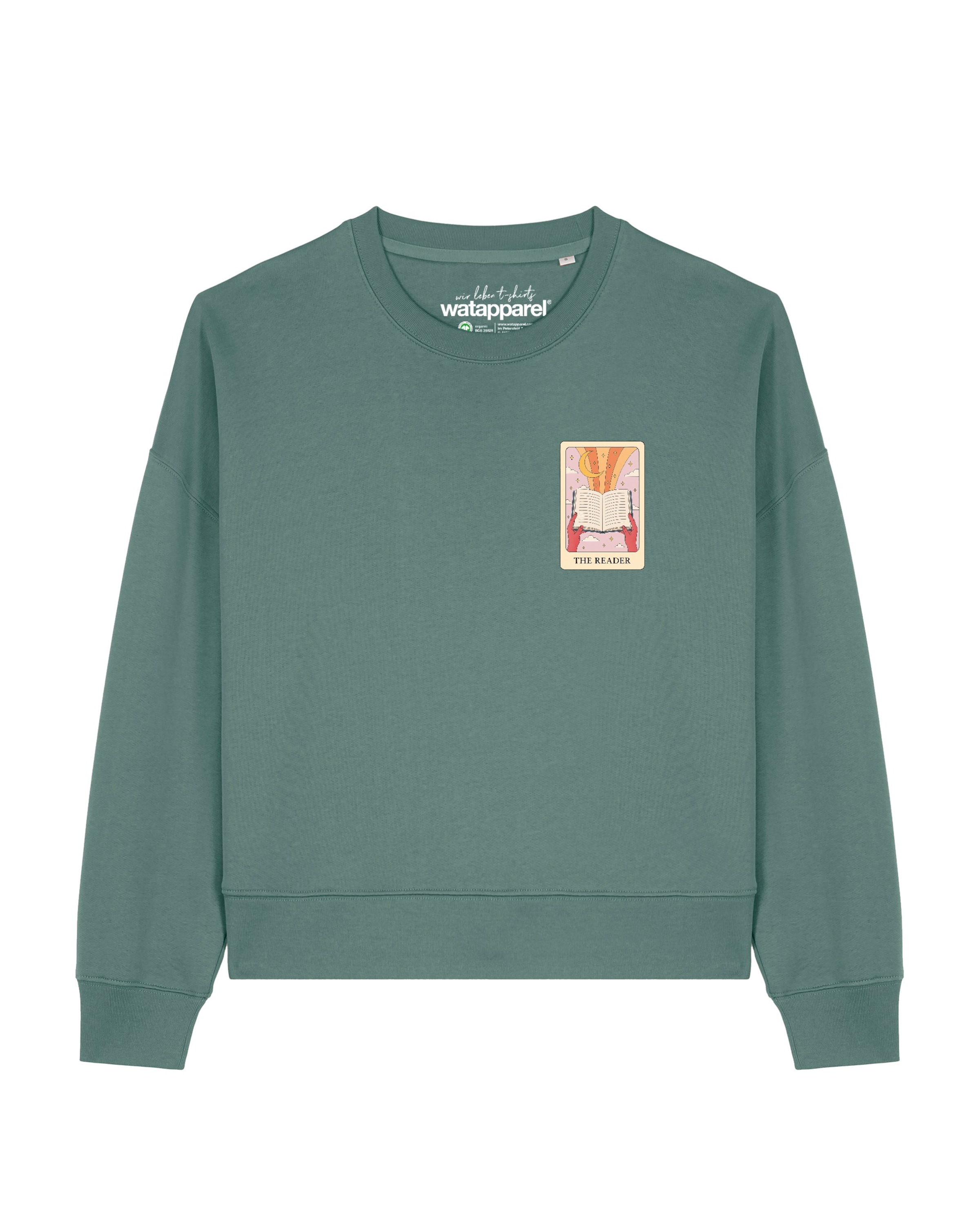 Watapparel Sweatshirt 'Tarot The Reader ' in Grün: Vorderseite