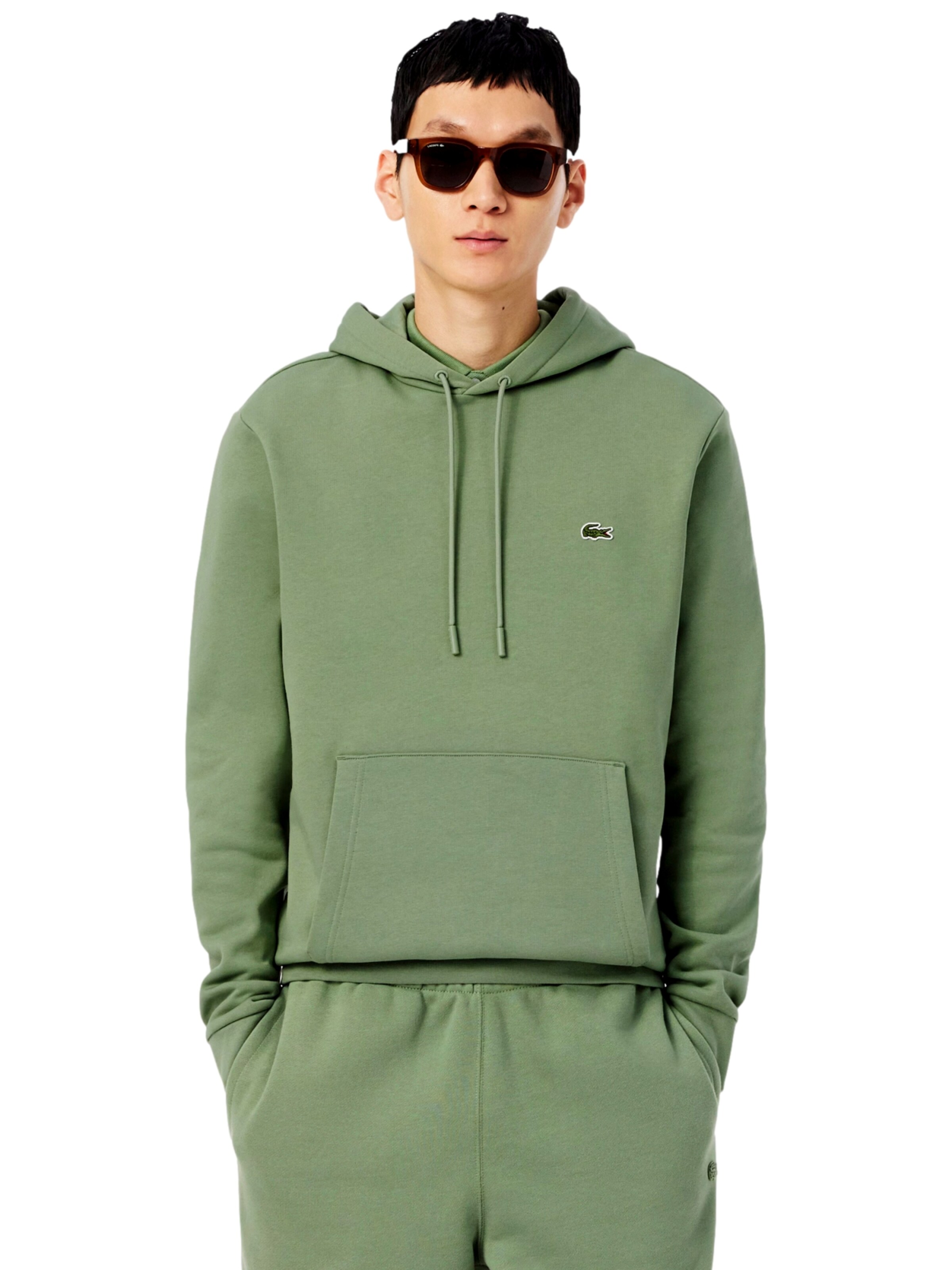 LACOSTE Sweatvest in Groen: voorkant