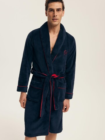 Henderson Bathrobe short 'Fleece-Bademantel mit Logoapplikation und Bindegürtel Got L' in Blue